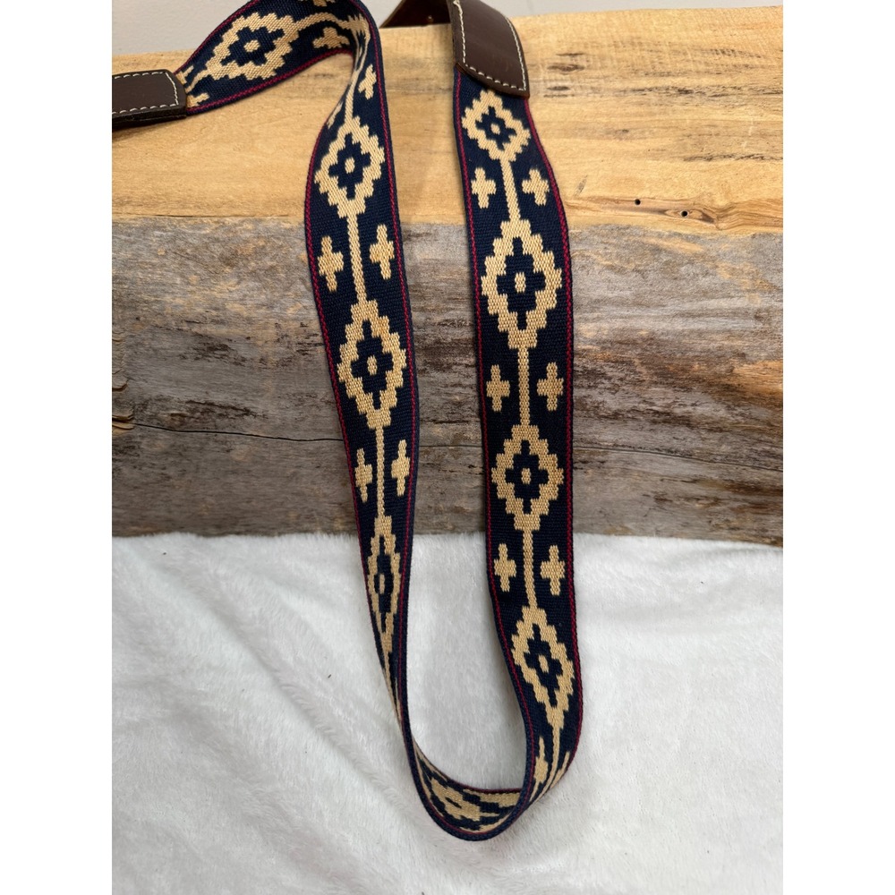 Southwestern Heritage Woven Leather Belt F.M. Allen Mens 40 VTG Navy Brown Italy - Picture 5 of 7